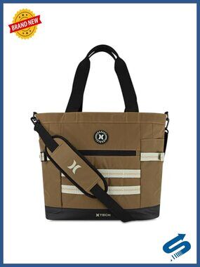 Nylon Utility Tote Bag with Crossbody Strap and Zip Pockets